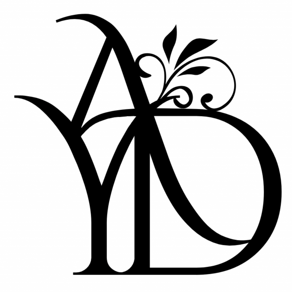 Custom monogram logo for AYD Consulting featuring the letters A, Y, and D with elegant botanical accents.